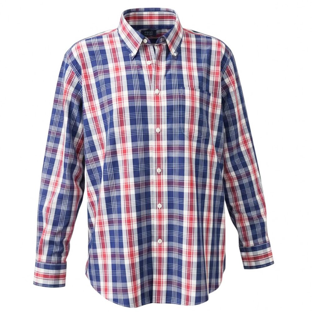 Brooks Brothers Shirt Men's XL Red/Blue Plaid Regent Non Iron Long Sleeve Cotton